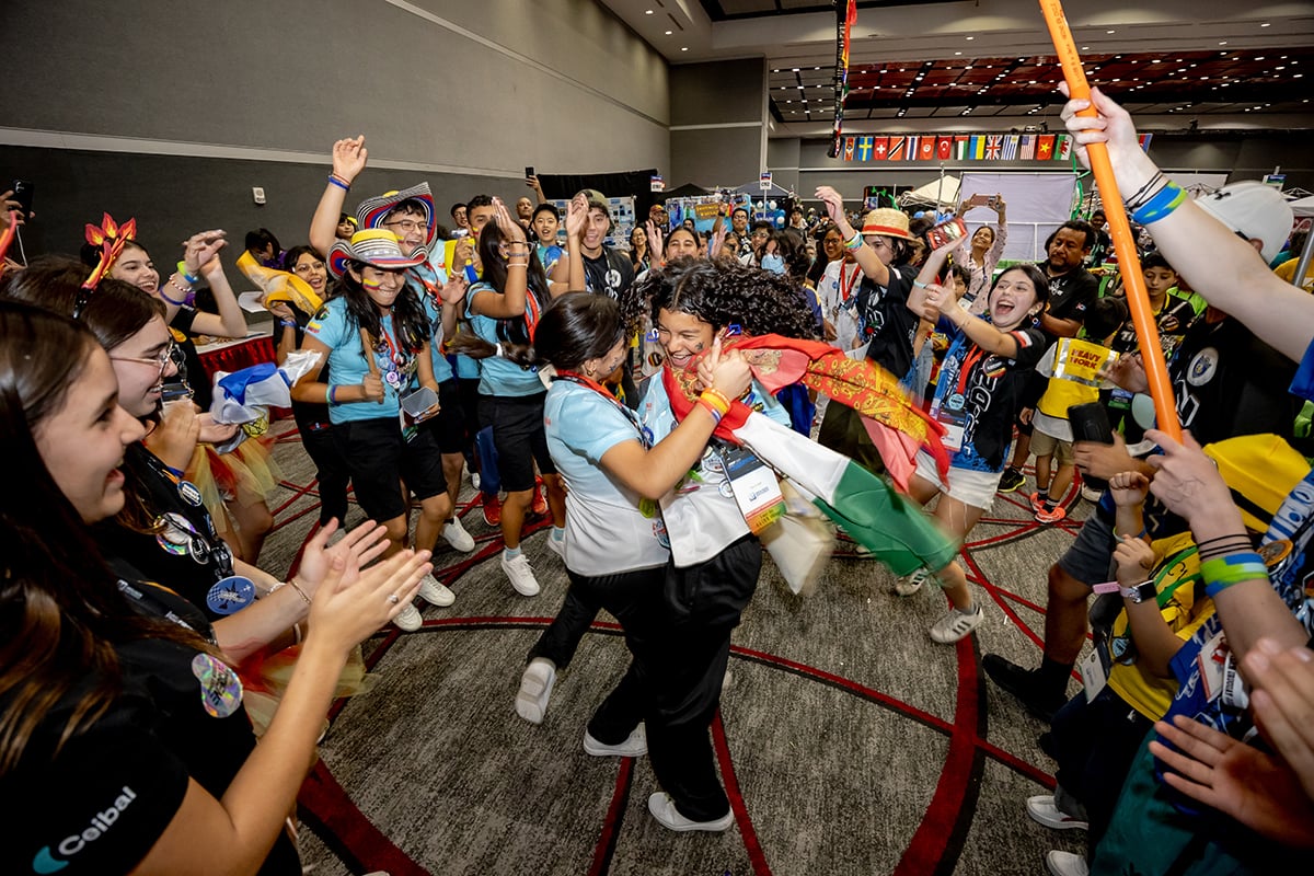 FIRST LEGO League students celebrating at FIRST Championship