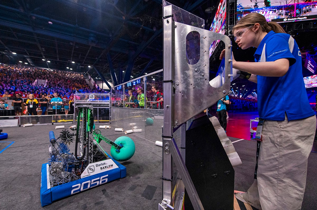 FIRST Robotics Competition robot competing at FIRST Championship