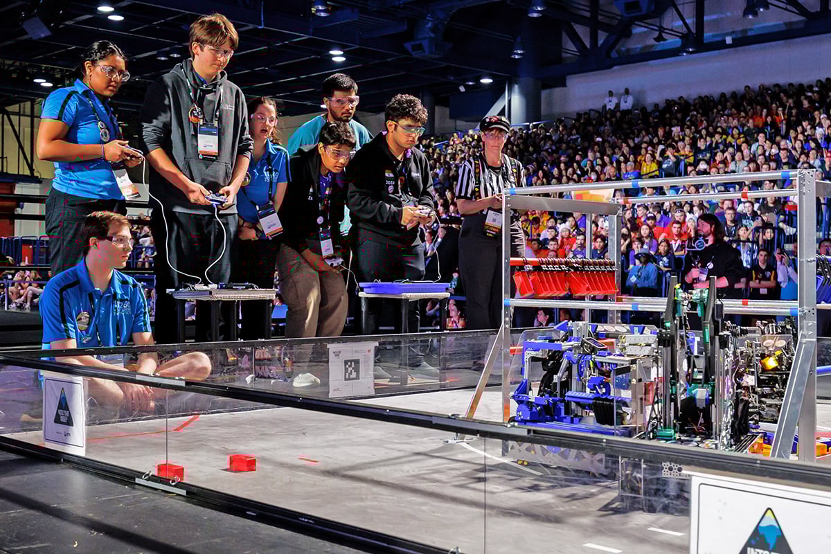 FIRST Tech Challenge teams competing at FIRST Championship with hundreds of spectators