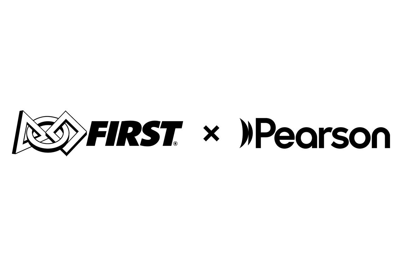 A combination of the logos of 'FIRST' and 'Pearson' with an 'x' in between, representing the partnership.
